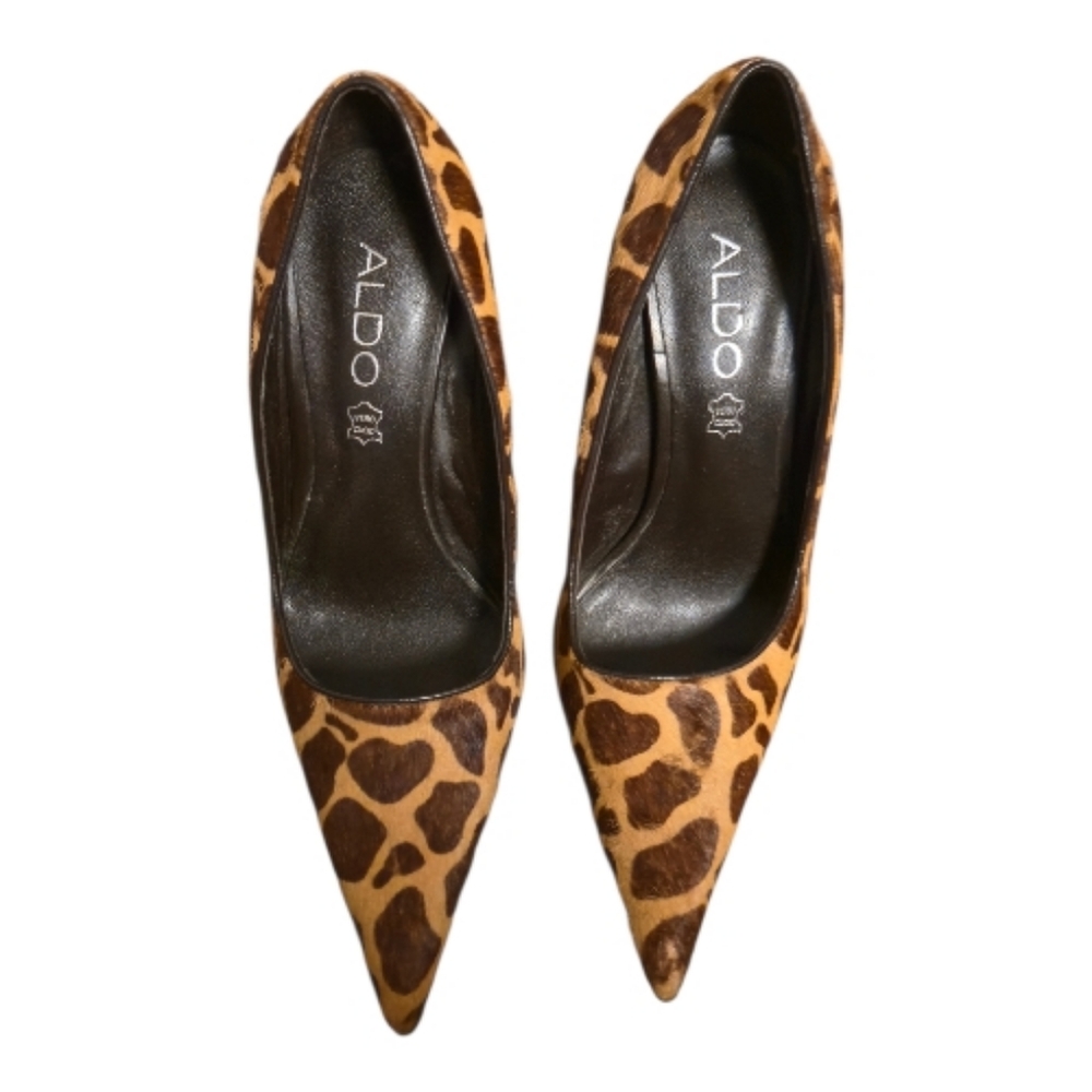 Aldo Verone Calf Hair Leopard Print Heels - Picture 2 of 5
